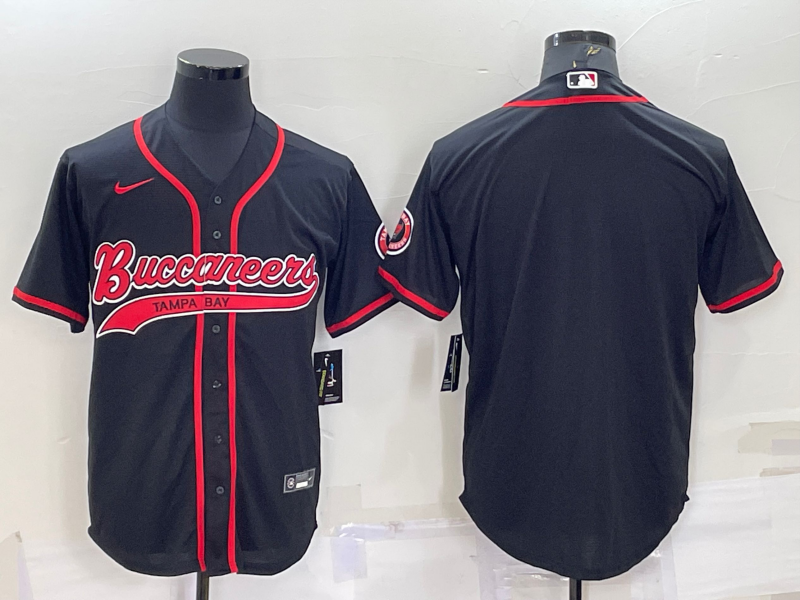 Men's Tampa Bay Buccaneers Blank Black With Patch Cool Base Stitched Baseball Jersey Men's Tampa Bay Buccaneers Blank Black With Patch Cool Base Stitched Baseball Jersey